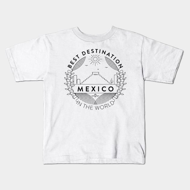 Mexico Minimal Badge Design Kids T-Shirt by kursatunsal